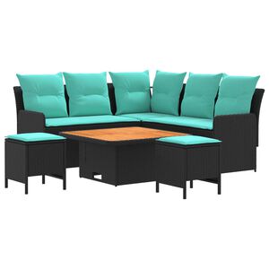 vidaXL M&ouml;&ouml;blisete padjaga 6 pcs Must ja t&uuml;rkiissinine PE rattan