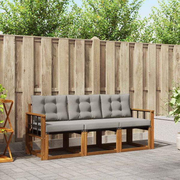 vidaXL V&auml;li diivanikomplekt padjaga 3 pcs Looduslik ja Hele Hall