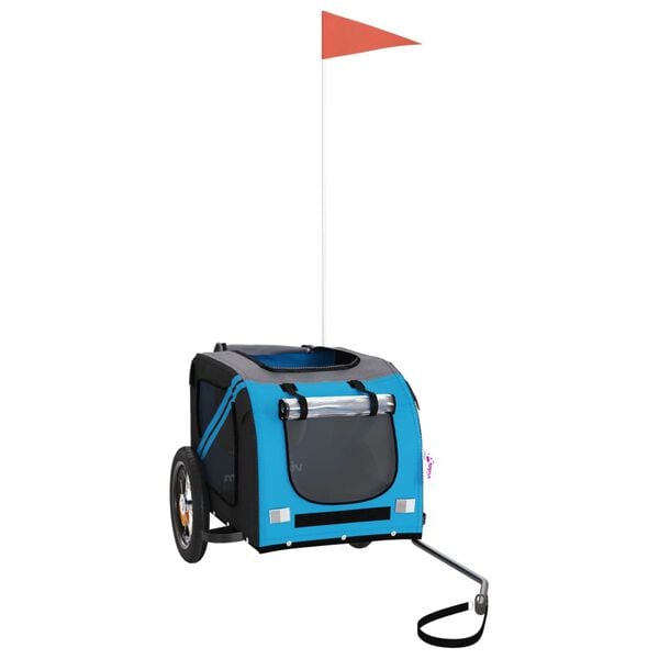 vidaXL lemmiklooma ratta j&auml;relk&auml;ru, sinine ja hall, oxford kangas/raud