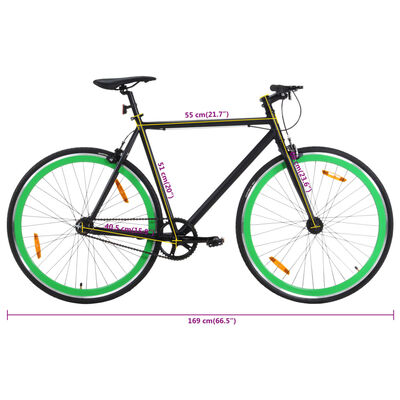 vidaXL ühekäiguline jalgratas, must ja roheline, 700C 51 cm