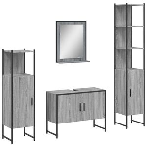 vidaXL 4-osaline vannitoakappide komplekt, hall Sonoma tamm, tehispuit