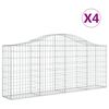 vidaXL kaarekujulised gabioonkorvid 4 tk, 200x30x80/100 cm, raud