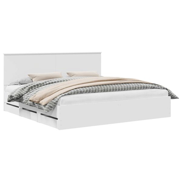 vidaXL Voodi raam sahtliga peaga Valge 200 x 200 cm Inseneripuit