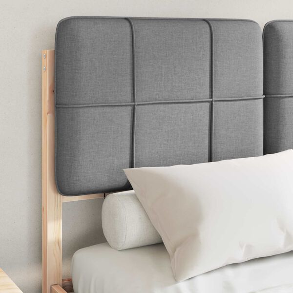 vidaXL Voodiraam Pehme Peatoega peaga Helehall 120 x 190 cm Tahke m&auml;nd