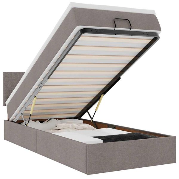 vidaXL ottomani voodi madratsiga, pruunikashall, 100x200 cm, kangas