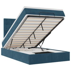 vidaXL Ottomani voodiraam madratsitega, tumesinine, 120x190 cm, samet