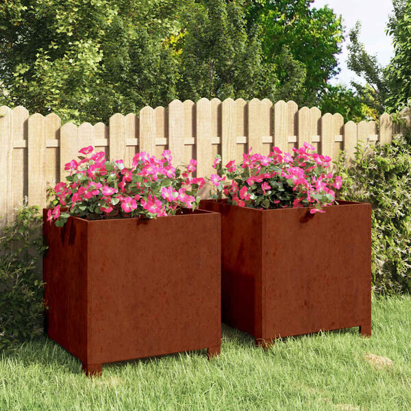 vidaXL jalgadega taimekastid, 2 tk, rooste, 40x40x40 cm, Corten teras