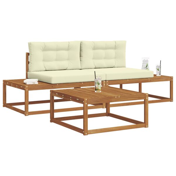 vidaXL V&auml;li diivanikomplekt padjaga 3 T&uuml;kk Looduslik ja kreem