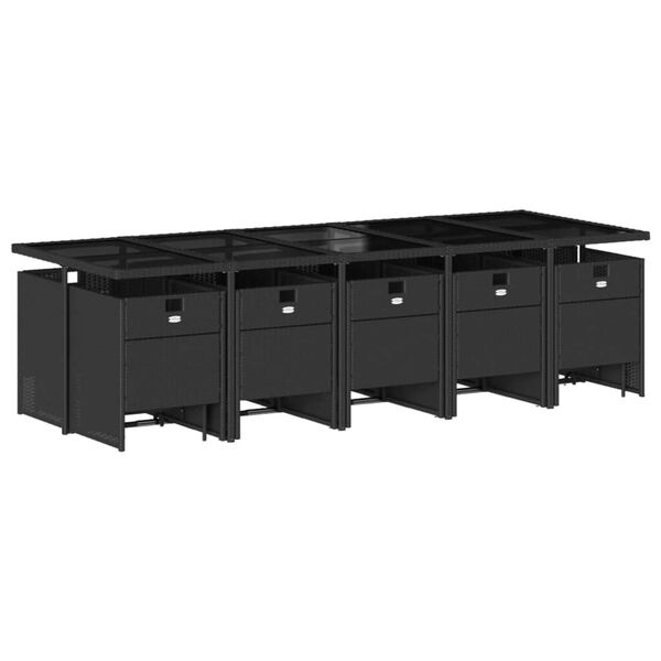 vidaXL 15-osaline aia s&ouml;&ouml;gim&ouml;&ouml;bli komplekt patjadega, must, pol&uuml;rotang