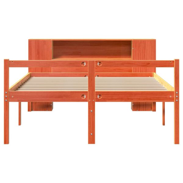 vidaXL riiuliga voodi ilma madratsita, vahapruun, 135x190cm, puit