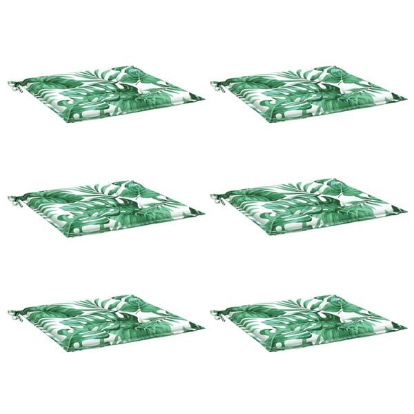 vidaXL tooli istmepadjad 6 tk, lehemuster, 50 x 50 x 4 cm, kangas