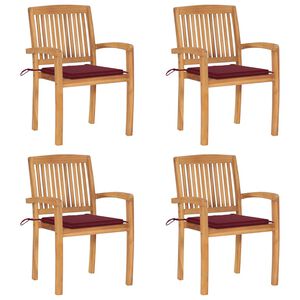 vidaXL virnastatavad patjadega aiatoolid, 4 tk, tiikpuu