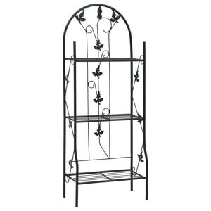 vidaXL 3-korruseline taimeriiul, must, 52 x 28 x 128 cm, raud