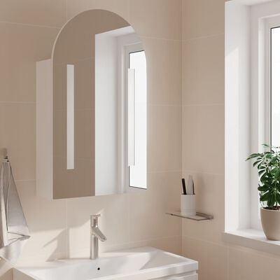 vidaXL LED-valgustusega vannitoa peegelkapp, valge, 42 x 13 x 70 cm