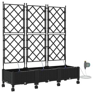 vidaXL Aiakonteiner Kastmise ja Ratastega 3 tk Must 120 x 40 x 132 cm