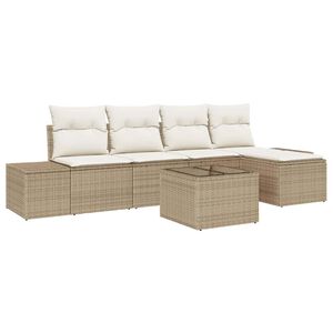 vidaXL Aia Diivanikomplekt padjaga 5 pcs Beez ja koor pol&uuml;rotang