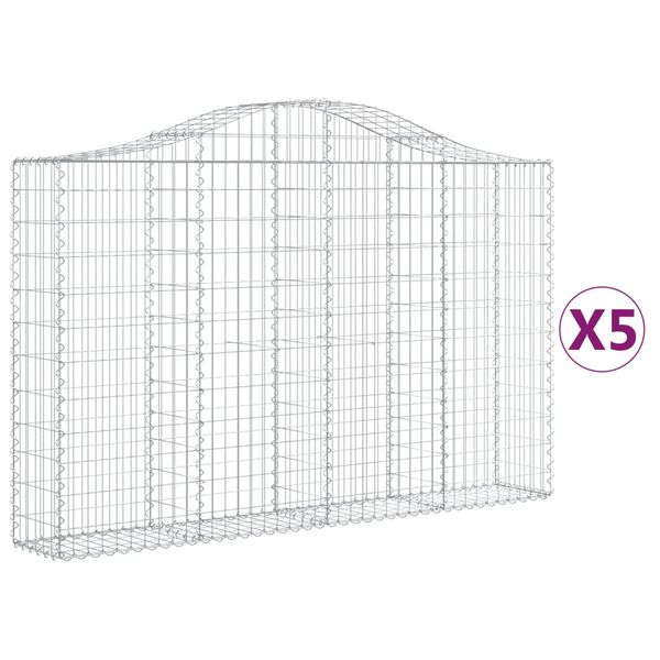 vidaXL kaarekujulised gabioonkorvid 5 tk, 200x30x120/140 cm, raud