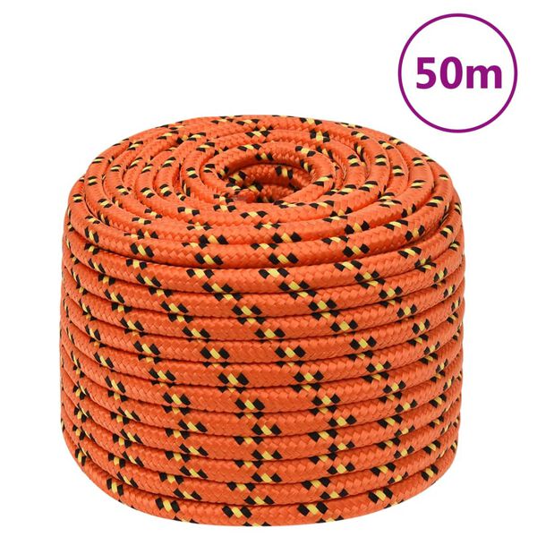vidaXL paadiköis, oranž, 12 mm, 50 m, polüpropüleen