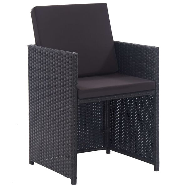 vidaXL 15-osaline aiamööblikomplekt patjadega, polürotang, must