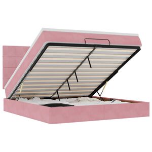vidaXL Ottomani voodiraam madratsitega, roosa, 160x200 cm, samet