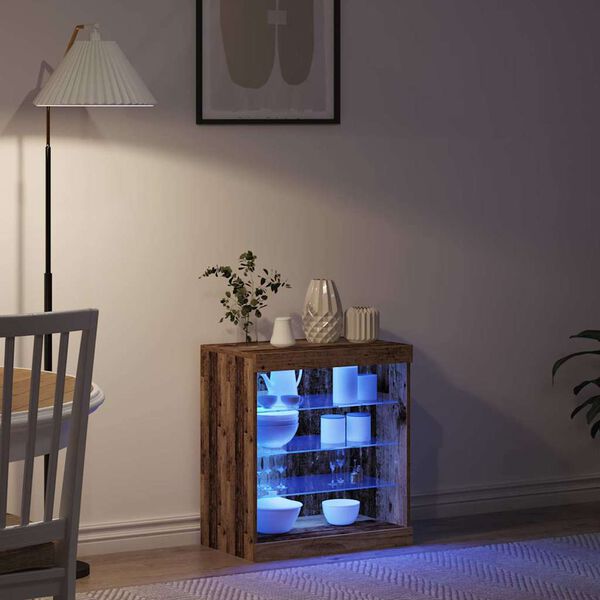 vidaXL LED Kummuti Vana puit 60,5 x 37 x 67 cm Tehispuit