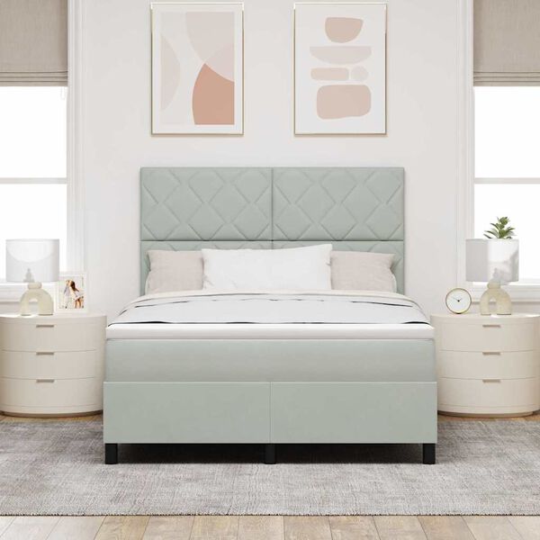 vidaXL Karbi vedrumadrats madratsiga peaga Helehall 140 x 190 cm Samet