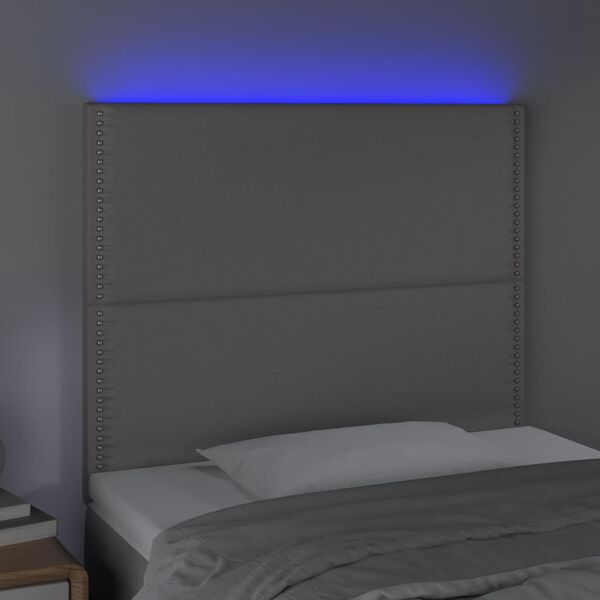 vidaXL LED-voodipeats, hall, 90x5x118/128 cm, kunstnahk