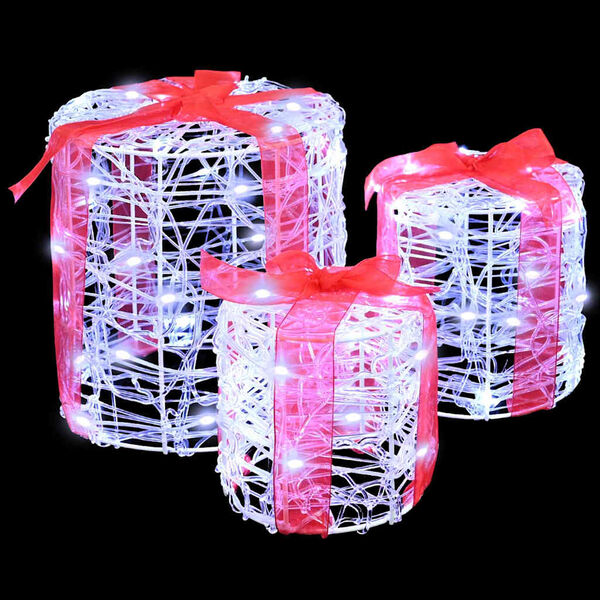 vidaXL Kingituse Karbi Dekoreerimine 3 pcs Külm valge 20 x 20 x 21 cm