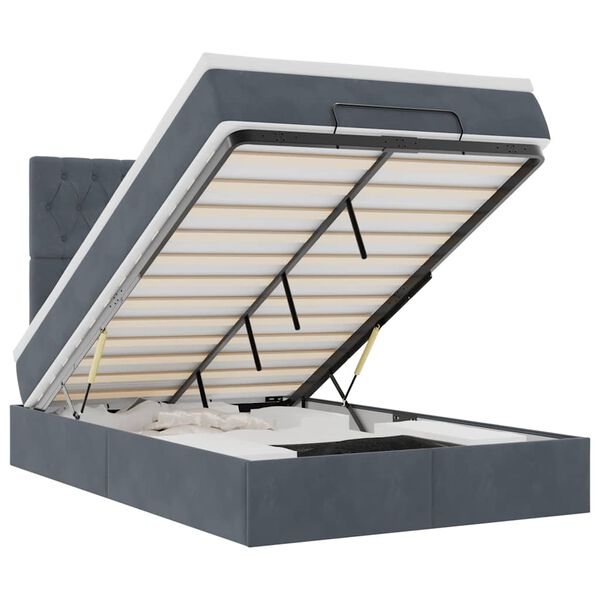 vidaXL Ottomani voodiraam madratsitega, tumehall, 120x190 cm, samet