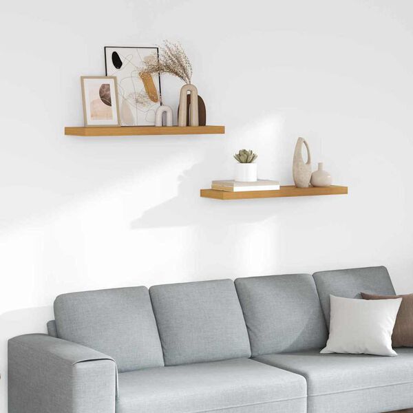 vidaXL Seinariiul ladustamisega 2 pcs Beež 80 x 23,5 x 4 cm Tehispuit