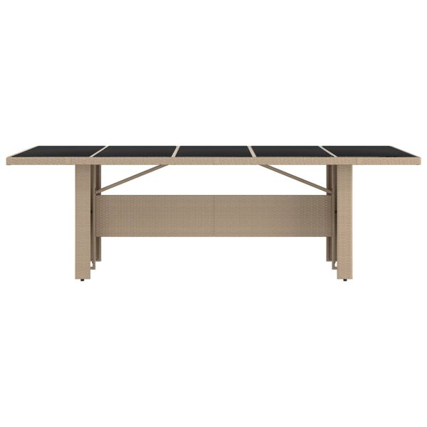 vidaXL aialaud klaasist lauaplaadiga, beež, polürotang/klaas