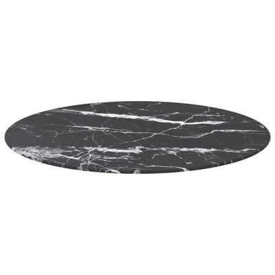 vidaXL lauaplaat, must Ø80x1 cm, karastatud klaas marmordisain