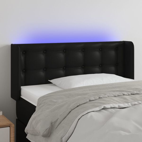 vidaXL LED-voodipeats, must, 83x16x78/88 cm, kunstnahk