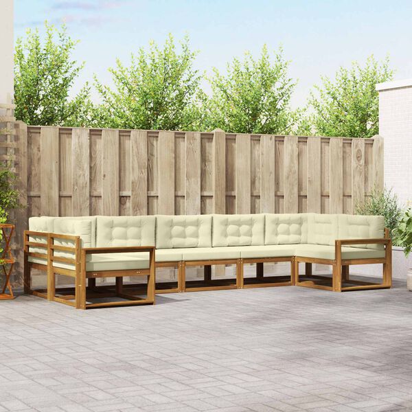 vidaXL V&auml;li diivanikomplekt padjaga 7 pcs Looduslik ja kreem