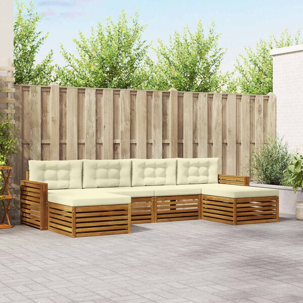 vidaXL Diivanikomplektid 6 pcs Looduslik ja kreem Tugev akatsiapuu