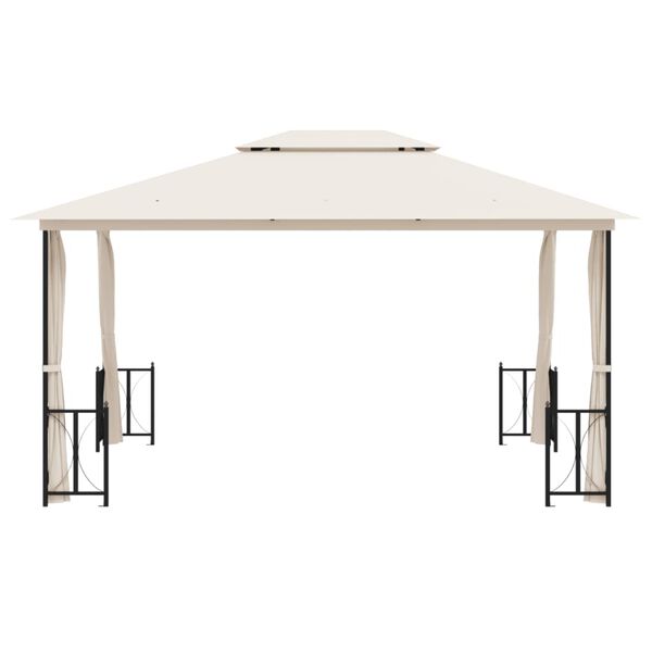 vidaXL varjualune k&uuml;lgseinte ja kahekordse katusega, 3 x 4 m, kreemjas