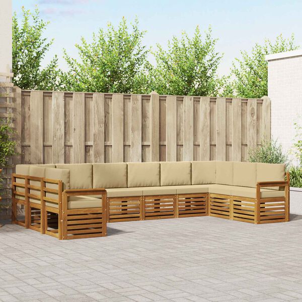 vidaXL Nurgadiivanikomplekt 10 pcs Looduslik ja beež Tugev akatsiapuu