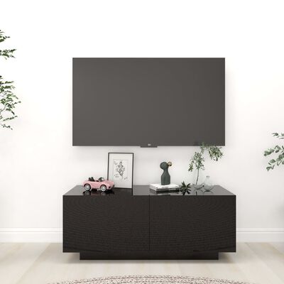 vidaXL telerikapp, kõrgläikega must, 100 x 35 x 40 cm, puitlaastplaat