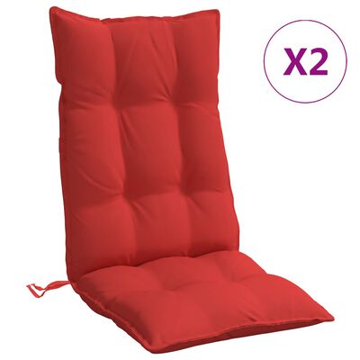 vidaXL kõrge seljatoega toolipadjad 2 tk, punane, oxford kangas
