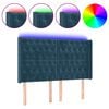 vidaXL LED-voodipeats, tumesinine, 147x16x118/128 cm, samet
