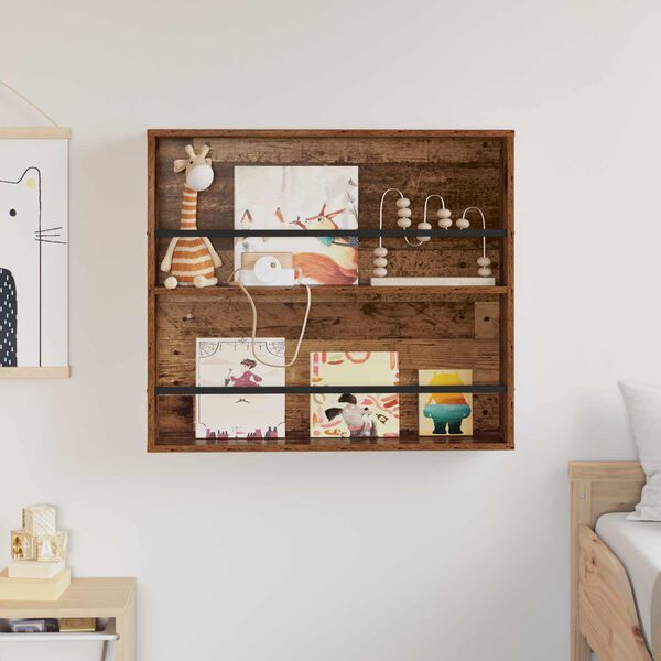 vidaXL Ajakirja riiul riiuliga Vana puit 80 x 12 x 70 cm Tehispuit