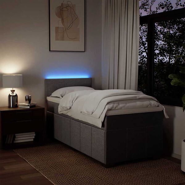 vidaXL kontinentaalvoodi madratsiga, tumepruun, 90x200 cm, kangas