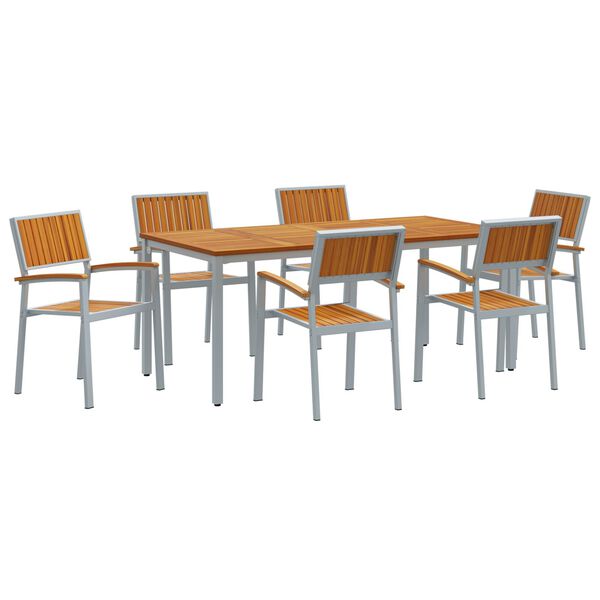 vidaXL Aia söögilaudade komplekt 7 pcs Hall Tugev akatsiapuu