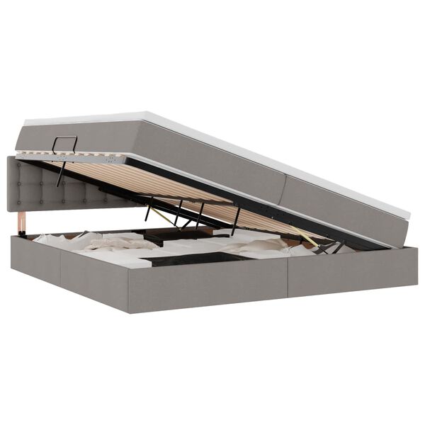 vidaXL Voodi hoiukohaga ja madratsiga peaga Pruunikashall 200 x 200 cm