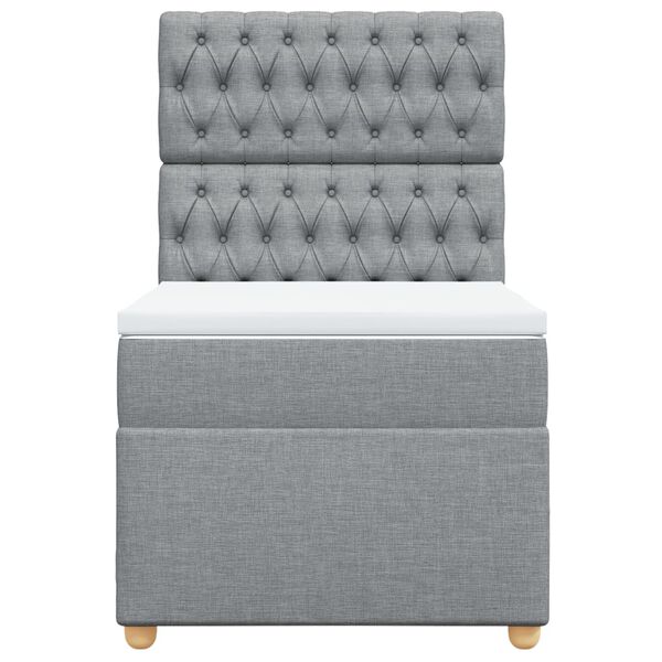 vidaXL kontinentaalvoodi madratsiga, helehall, 90x190 cm, kangas