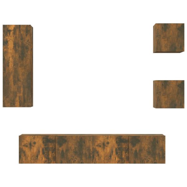 vidaXL 5-osaline telerikappide komplekt, suitsutatud tamm, tehispuit