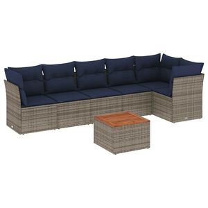 vidaXL 7-osaline aiadiivani komplekt patjadega, hall, pol&uuml;rotang
