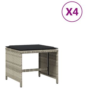 vidaXL aiatoolid koos istmepatjadega 4 tk helehall, 40x40x35 cm rotang
