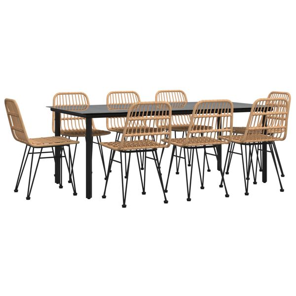 vidaXL 9-osaline aiamööblikomplekt, polürotang