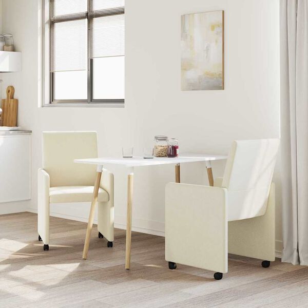 vidaXL Ratastega S&ouml;&ouml;gi-toolid 2 pcs cream 57 x 66 x 94 cm Kunstnahk